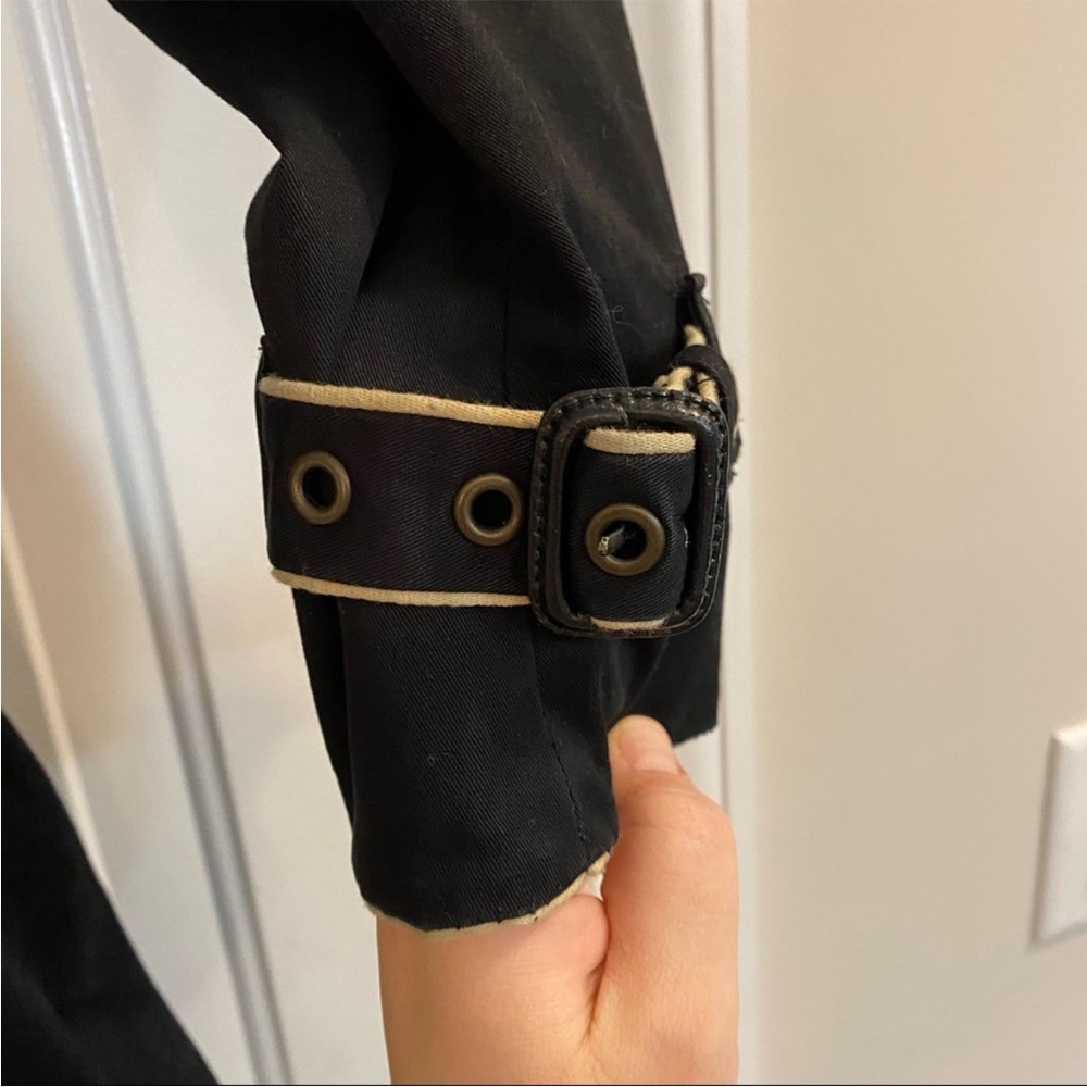 GAP Black Trench Coat with Cream Piping - Picture 4 of 9
